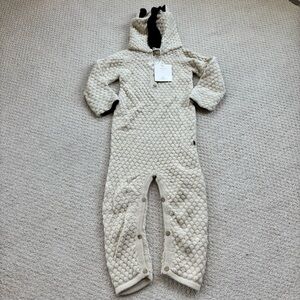 Oeuf Cream Textured Kids Alpaca Sheep jumpsuit